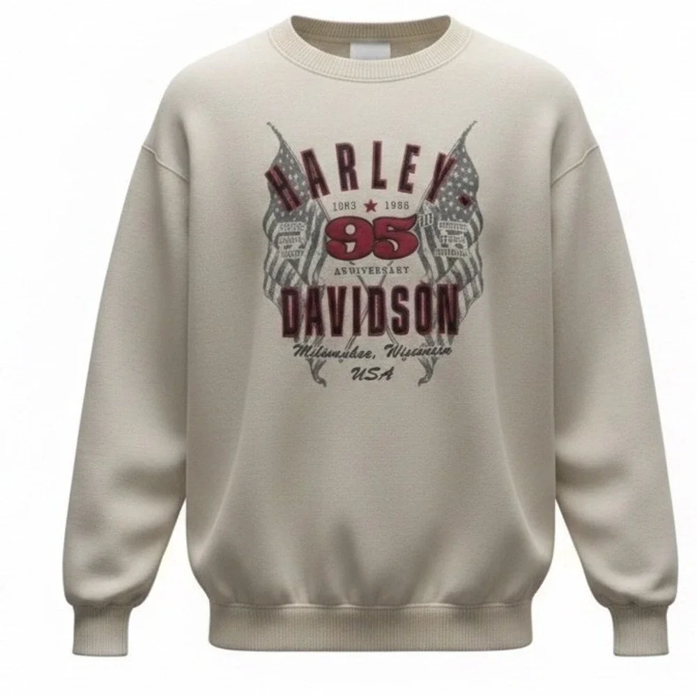 Vintage Harley Davidson 95th Anniversary Sweatshirt 1998 Tan Crewneck XL